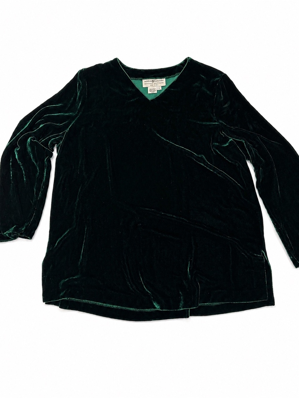 Vintage 90s Saks Fifth Avenue Emerald Green Silk Velvet Tunic